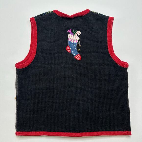 Vintage Y2K Ugly Christmas Vest with Patchwork Embroidered Appliqués. - Picture 6 of 6